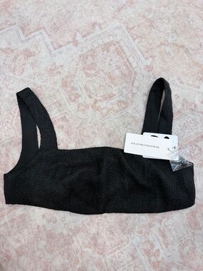 COMMENSE Black Textured Cropped Top NWT Size S